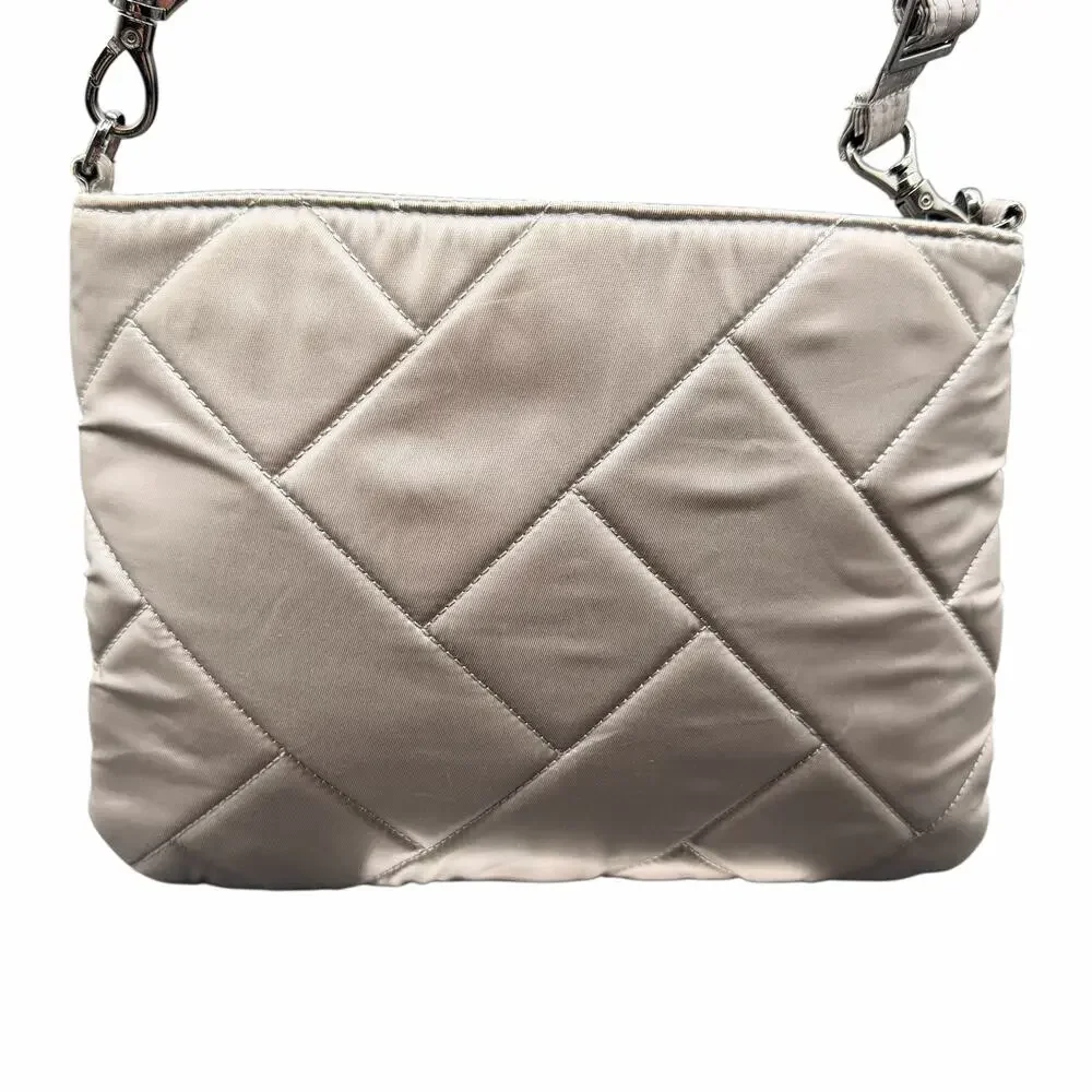 Lug Quilted Champagne Crossbody Bag Multi Zip Nylon Travel Purse